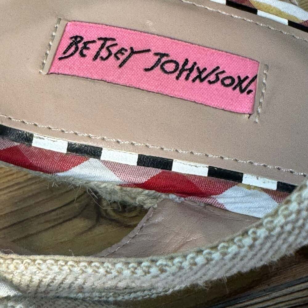Betsey Johnson Lizzie Women’s 9.5M Raffia Fringe Espadrille Wedge Sandals - Picture 4 of 10